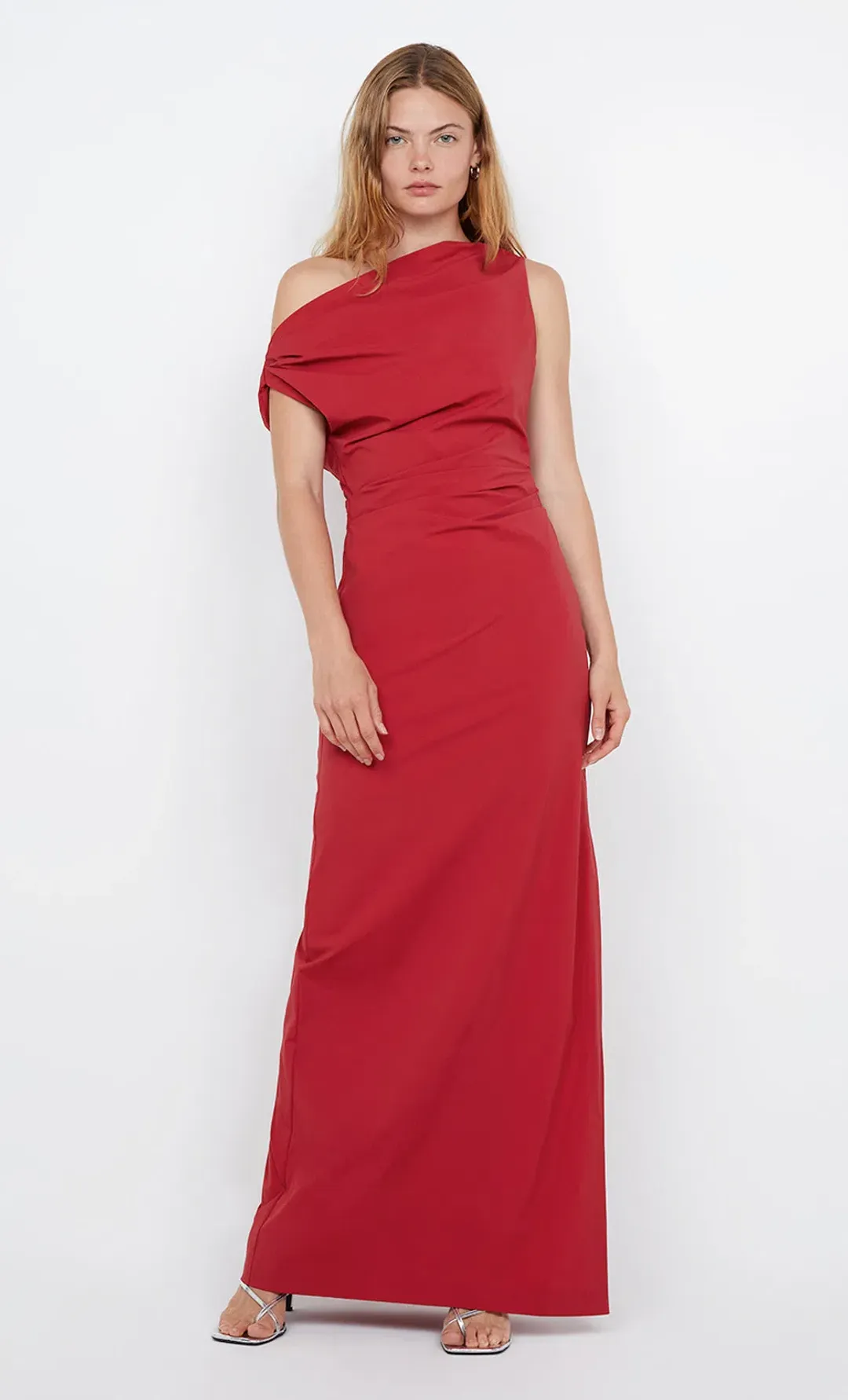 Bec & Bridge Angelina Asym Maxi Dress size 14 Cherry Red for rent on The Volte - main image