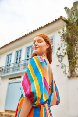 BNWT FARM RIO Maxi Dress Rainbow Stripe s L, 12-14 AU, 44-46 EU RRP $499AU for rent on The Volte - image 3