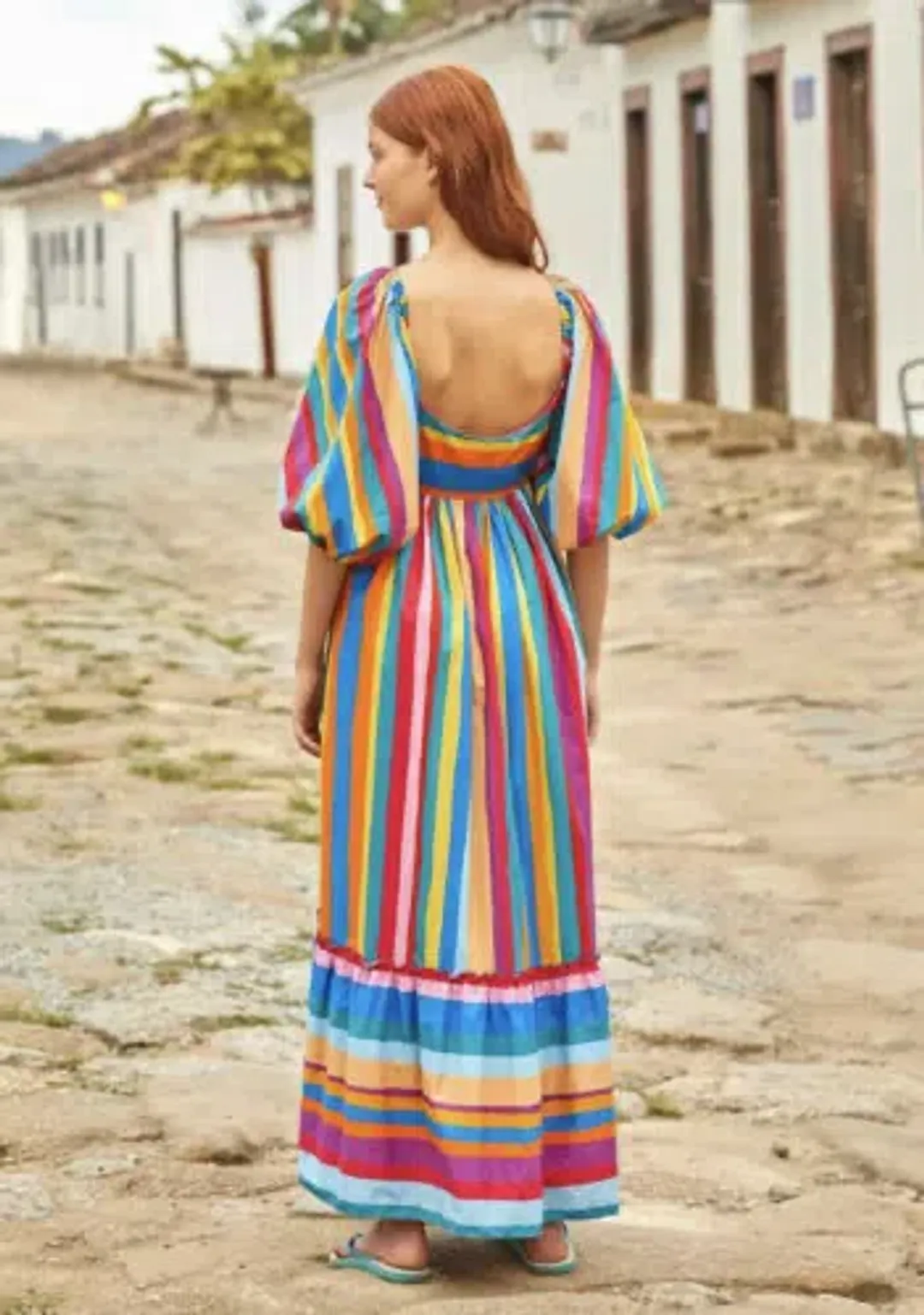 BNWT FARM RIO Maxi Dress Rainbow Stripe s L, 12-14 AU, 44-46 EU RRP $499AU for rent on The Volte - main image