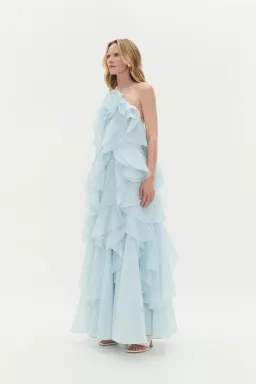 Aje Pandorea Layered Maxi Dress Silver Blue Size 10 for rent on The Volte - image 2