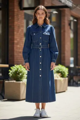 Aje Neo Midi Denim Dress Washed Indigo Size 8 for rent on The Volte - image 4