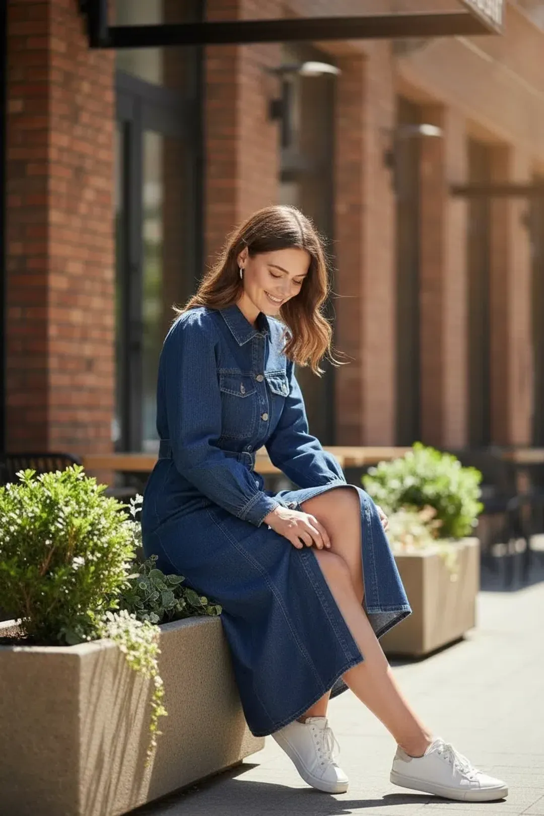 Aje Neo Midi Denim Dress Washed Indigo Size 8 for rent on The Volte - main image