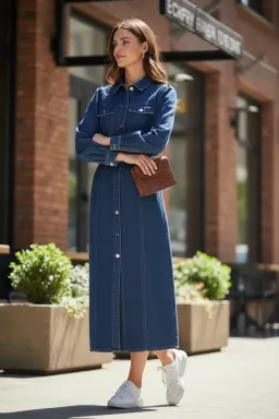 Aje Neo Midi Denim Dress Washed Indigo Size 8 for rent on The Volte - image 1