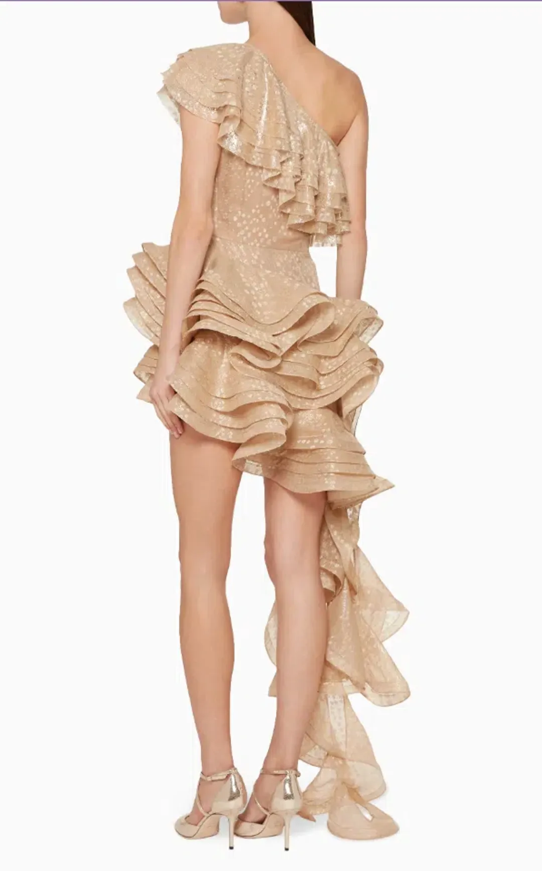 Bronx and Banco Harmonia Snake-Print Ruffled Gown size 10 for rent on The Volte - main image