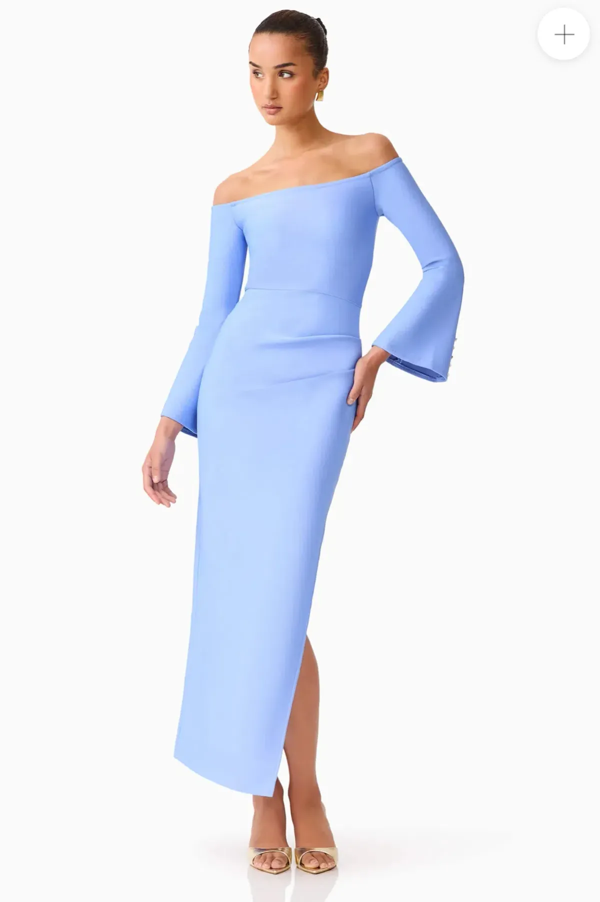 Elliatt Sonya Long Sleeve Midi Dress in Blue - Image 1