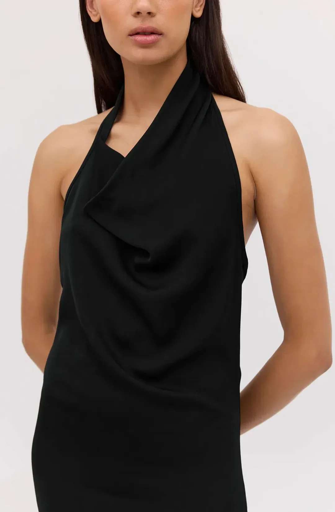 Bianca Spender Black Satin Sync Dress for rent on The Volte - main image