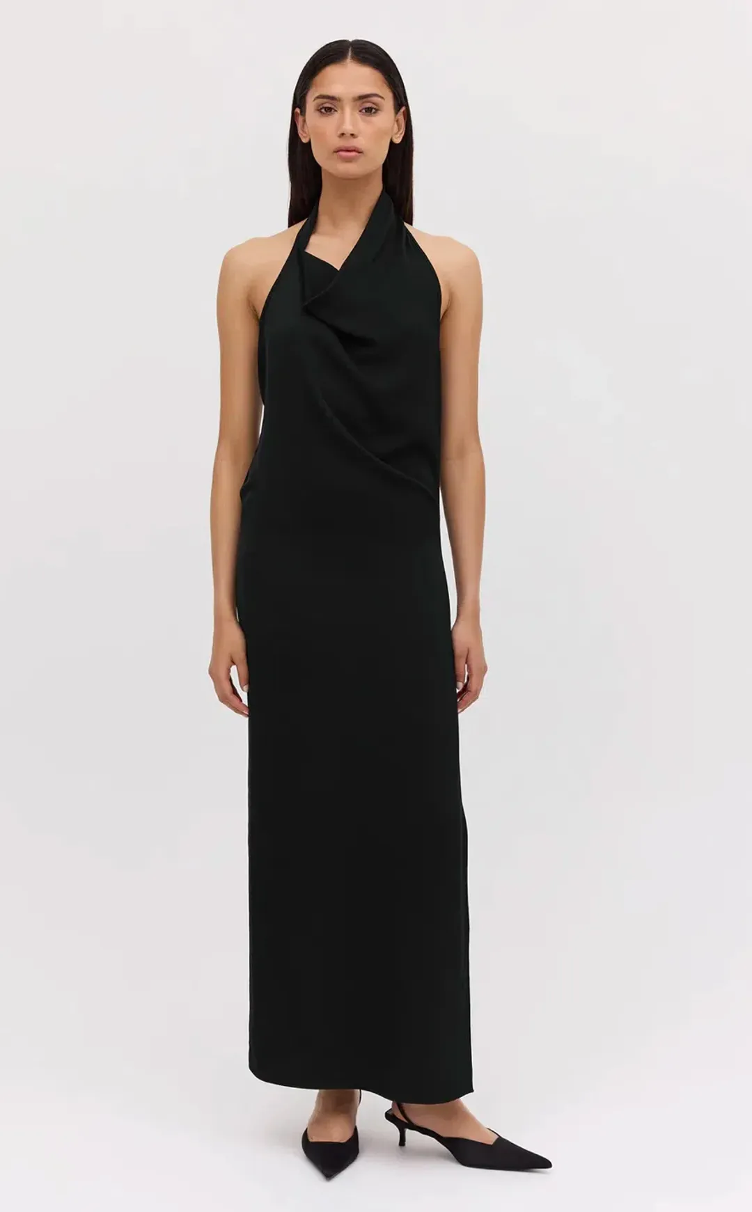 Bianca Spender Black Satin Sync Dress for rent on The Volte - main image