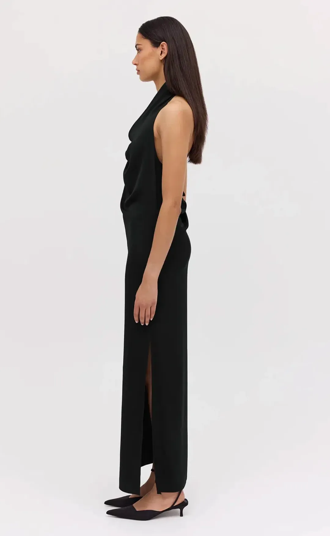 Bianca Spender Black Satin Sync Dress for rent on The Volte - main image