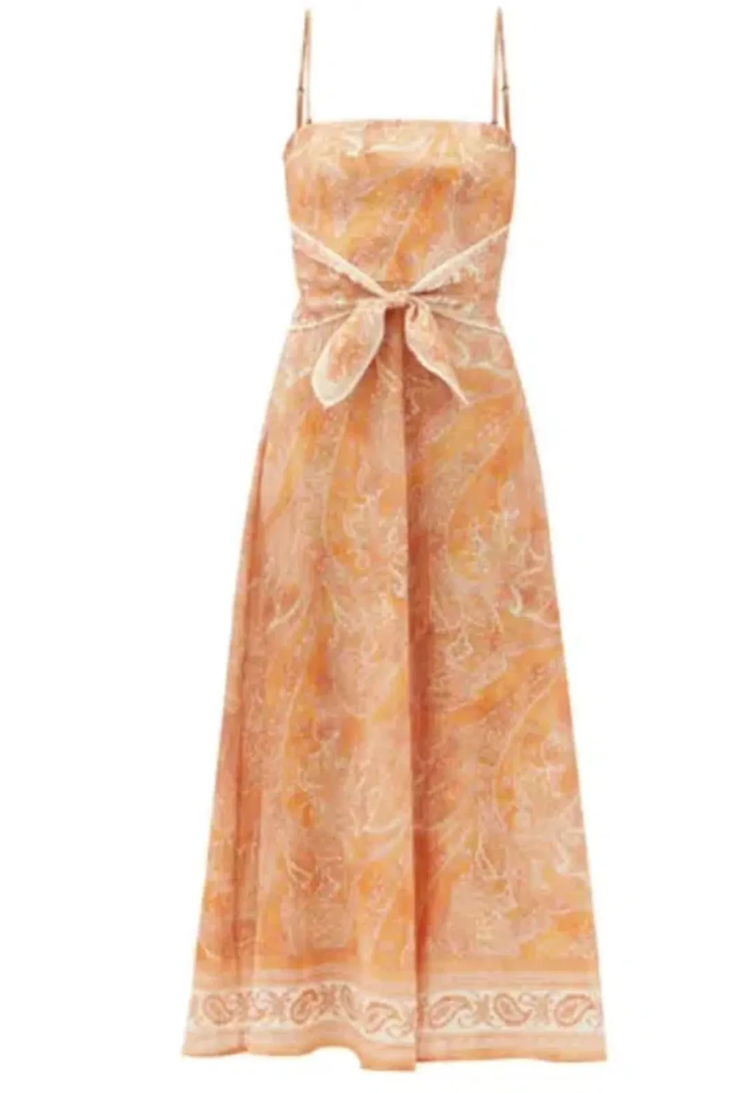 Zimmermann Brighton Tie-waist Paisley Midi Dress Orange - 12 for rent on The Volte - main image