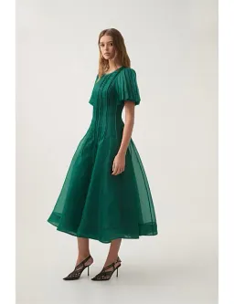 Aje Nova Pleated Midi Dress Emerald Green Size 14 for rent on The Volte - image 4