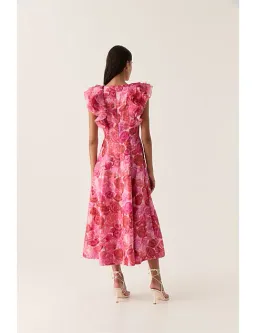 Aje Enchanted Plunge Midi Dress in Misty Rose Size AU 16 for rent on The Volte - image 5
