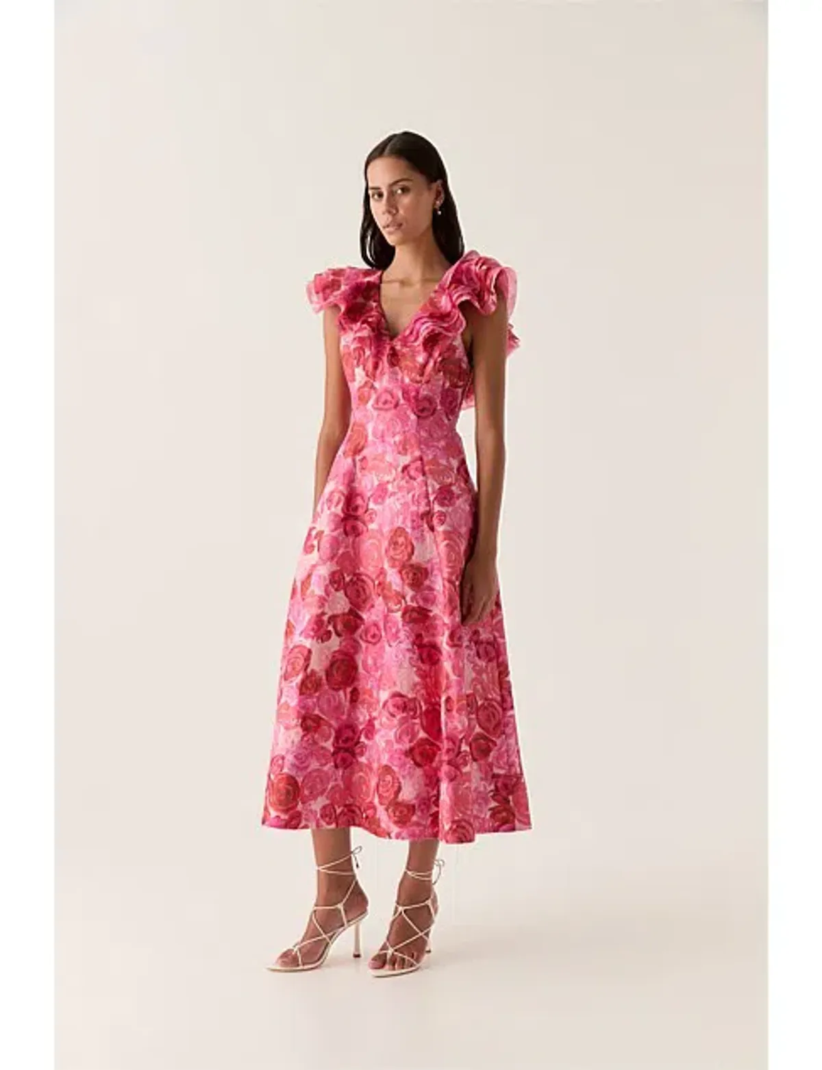 Aje Enchanted Plunge Midi Dress in Misty Rose Size AU 16 - Image 3