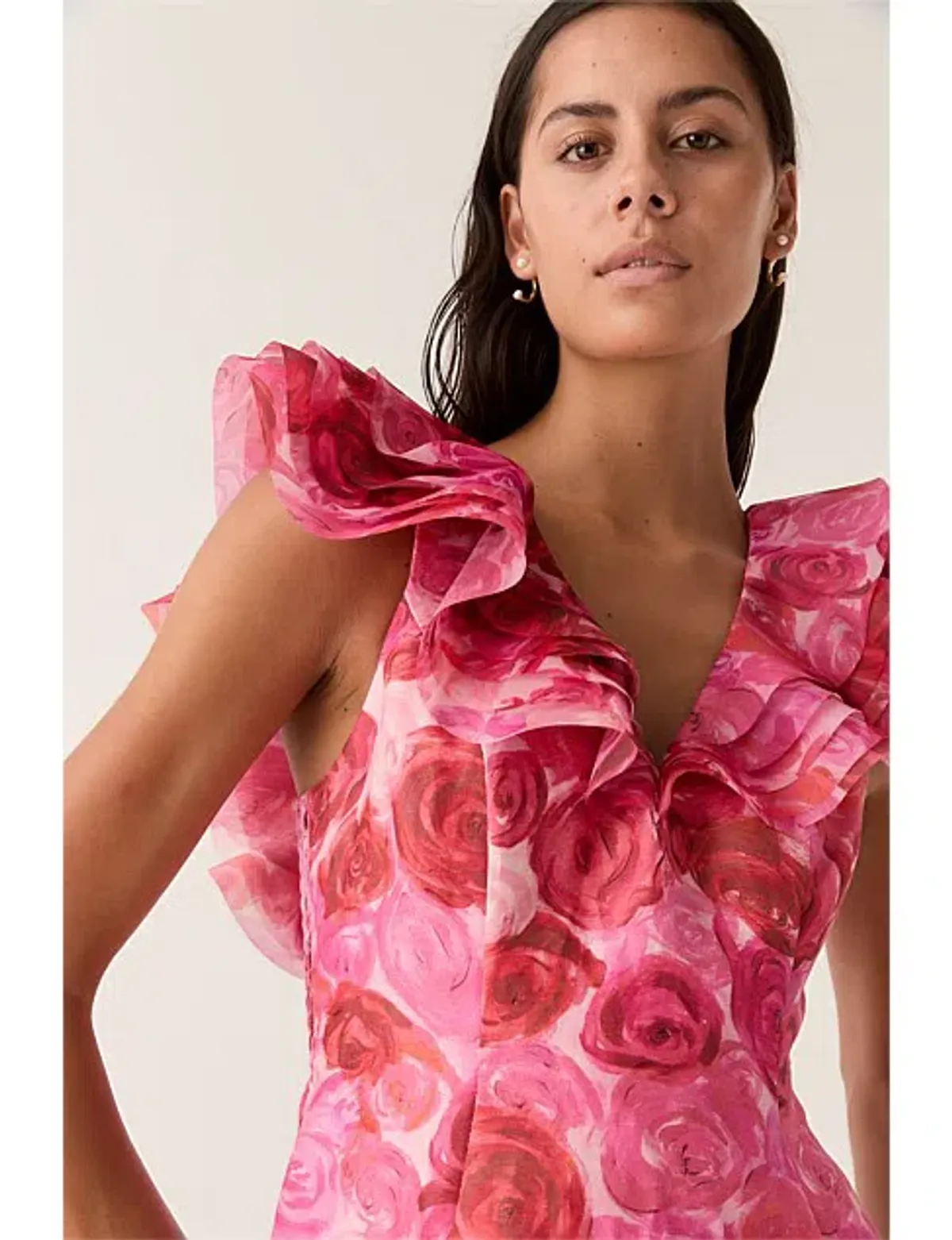 Aje Enchanted Plunge Midi Dress in Misty Rose Size AU 16 - Image 4