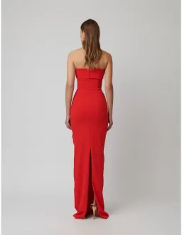 EFFIE KATS MONROE STRAPLESS CREPE FLOOR LENGTH GOWN RED M/10 AU for rent on The Volte - image 2