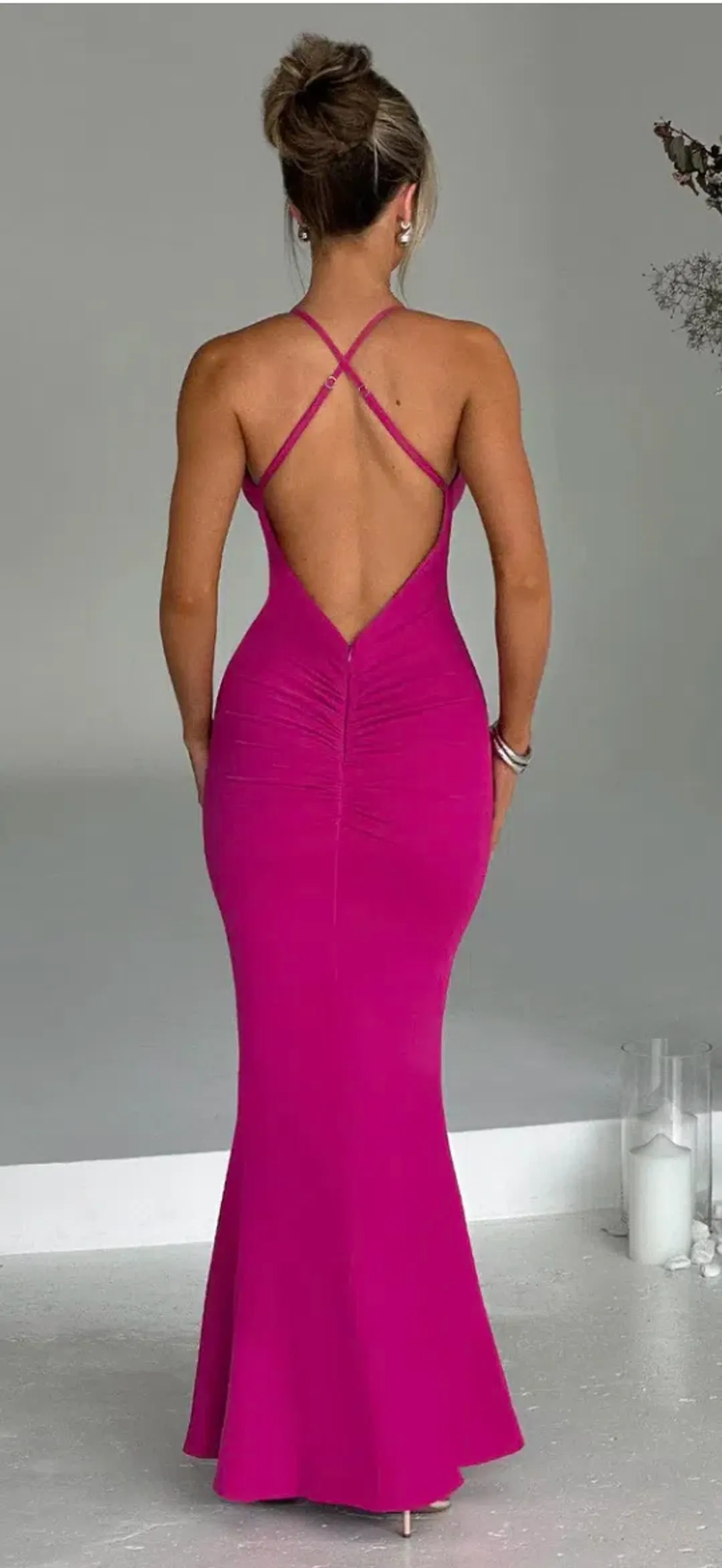 Constantina Maxi Dress Hot Pink for rent on The Volte - main image
