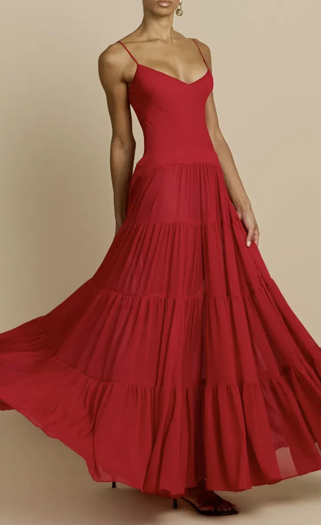 Arcina Ori Red Tiered Maxi Delphina Dress - 10 for rent on The Volte - main image