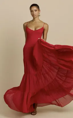 Arcina Ori Red Tiered Maxi Delphina Dress - 10 for rent on The Volte - image 4