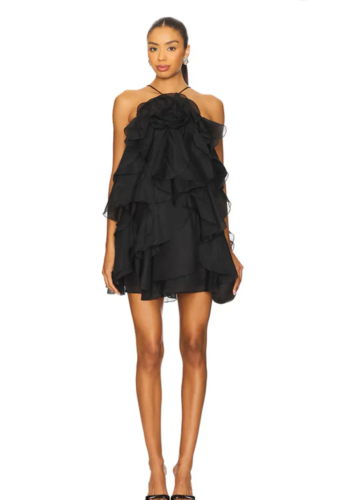 Aje Pandorea Layered Mini Dress Black Size 10 for rent on The Volte - main image