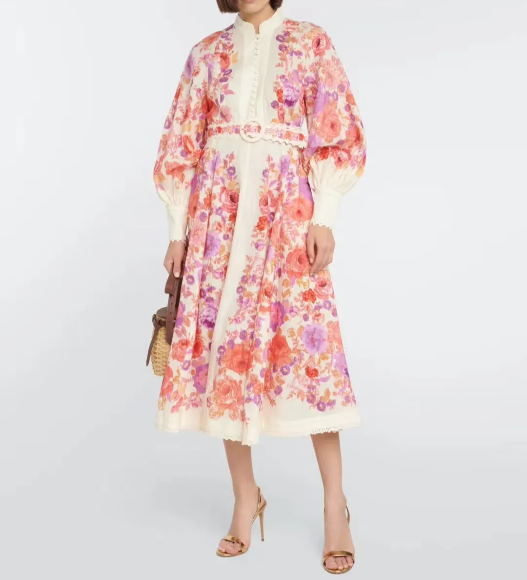 Zimmermann Raie Billow Midi Dress in Multi Floral Size 1 AU 10 for rent on The Volte - main image