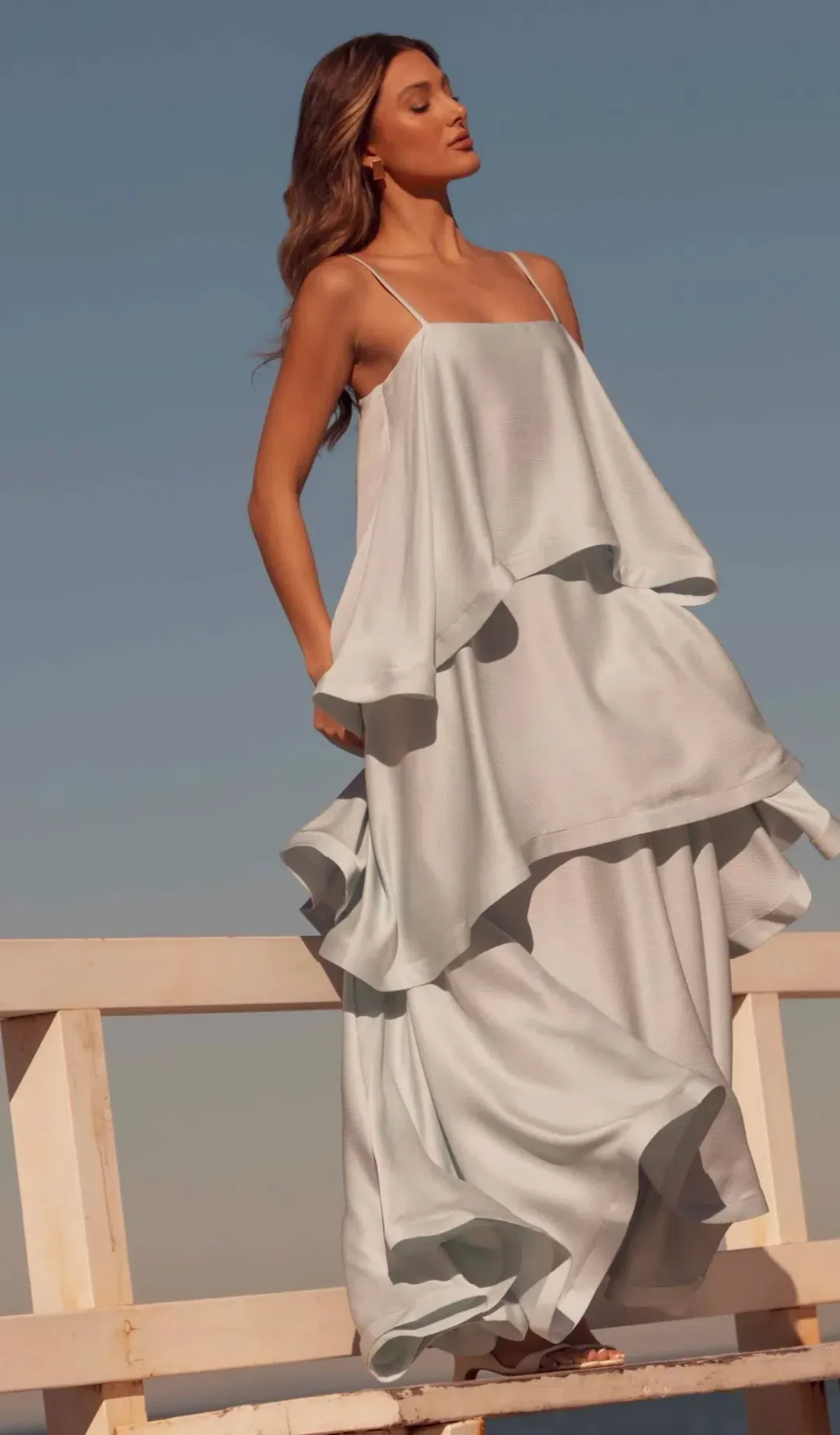 Elliatt Tilly Tiered Maxi Dress in Blue Sz M/10-12 for rent on The Volte - main image