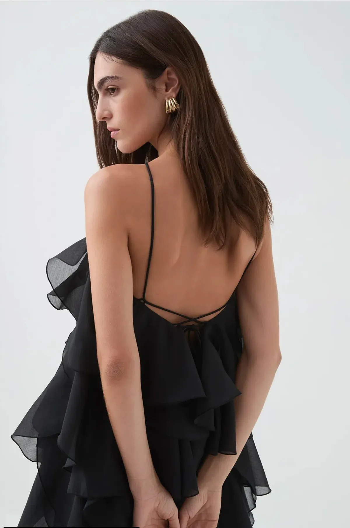 Aje Pandorea Layered Mini Dress in Black Sz 8 - Image 3