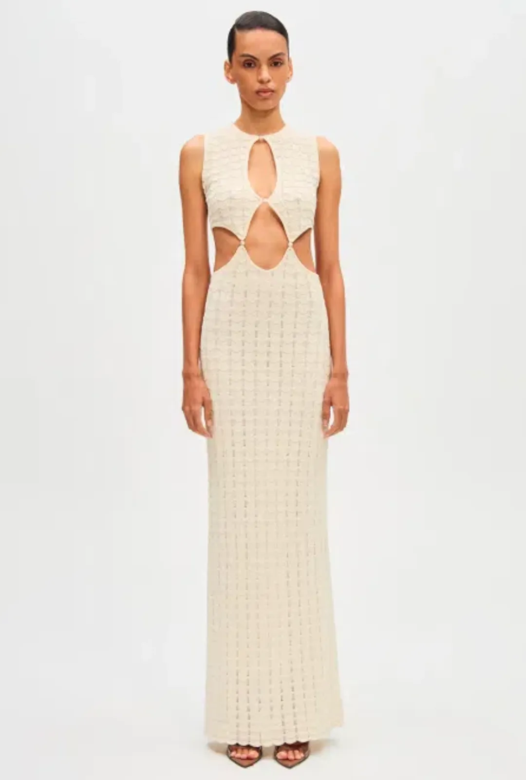 Misha Beige Esther Knit Maxi Dress - M for rent on The Volte - main image