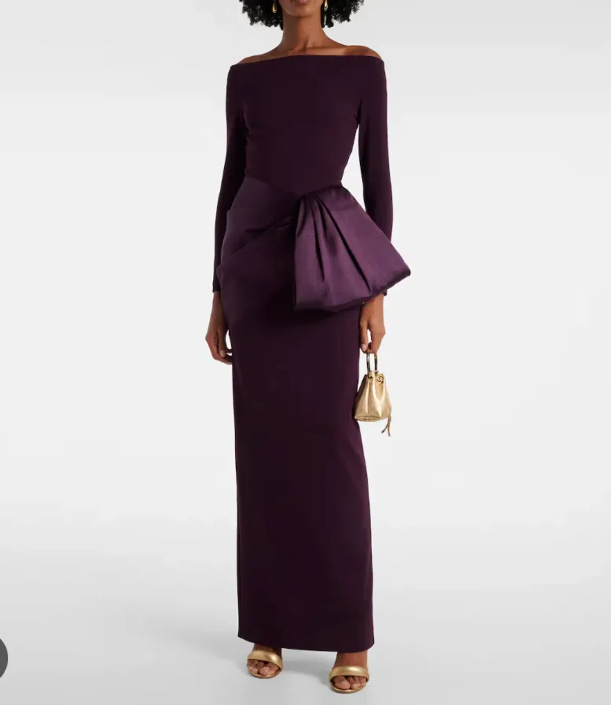 SOLACE LONDON KORI off-shoulder gown Maxi - PURPLE size 12 for rent on The Volte - main image