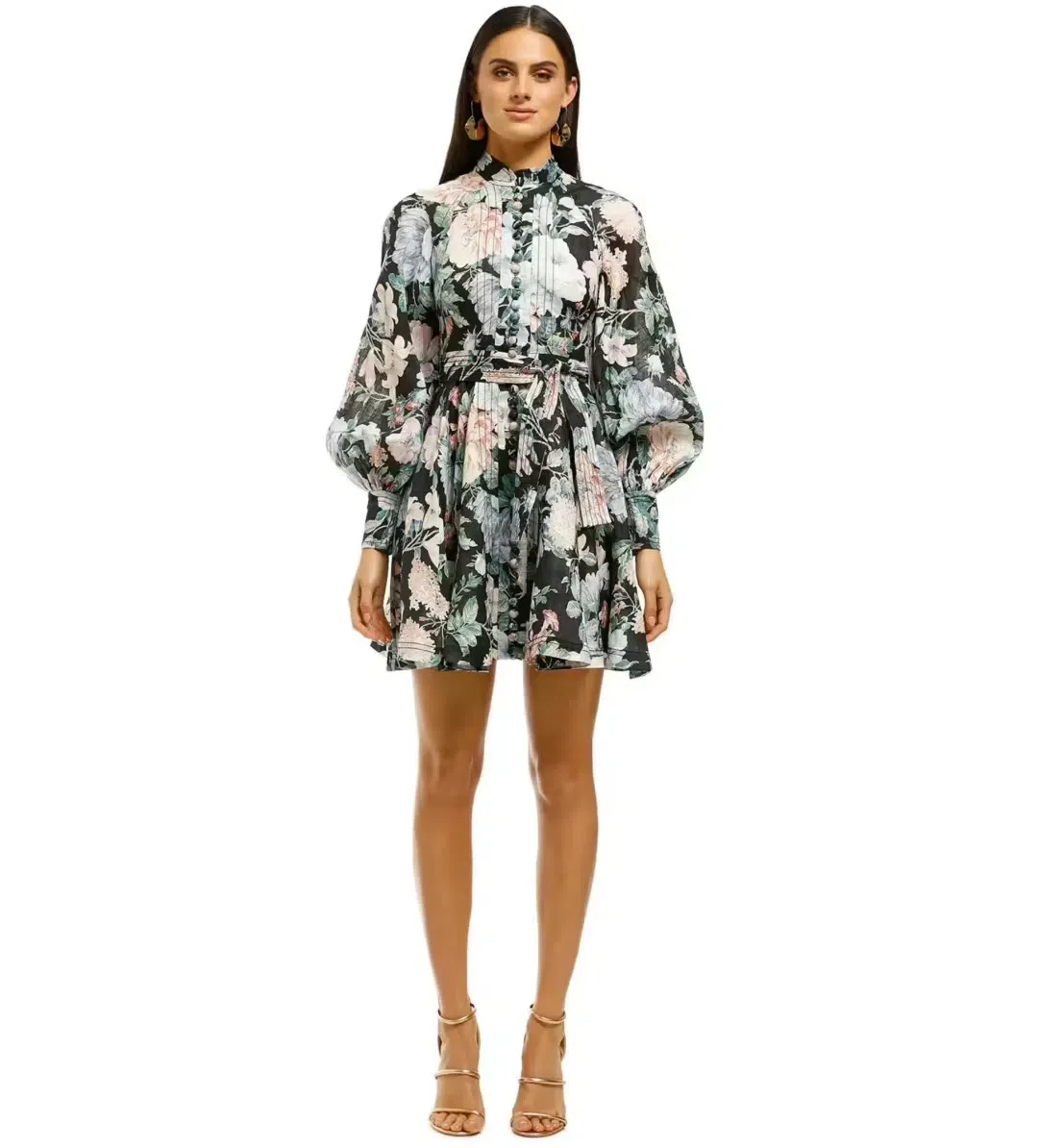 ZIMMERMANN VERITY ROULEAU SHORT DRESS FLORAL Size 8 for rent on The Volte - main image