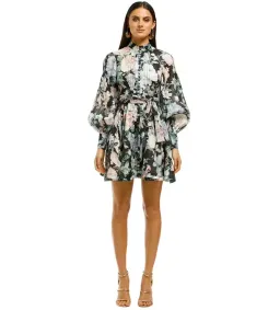 ZIMMERMANN VERITY ROULEAU SHORT DRESS FLORAL Size 8 for rent on The Volte - image 1