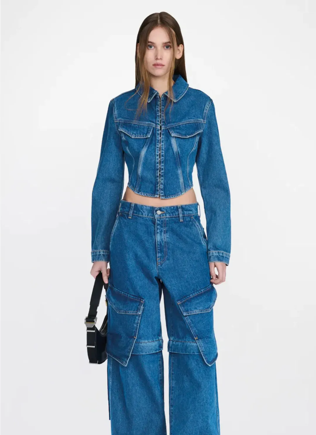 Denim Corset Top And Pant Set for rent on The Volte - main image
