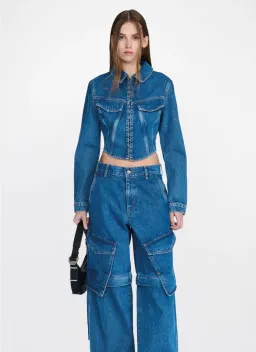 Denim Corset Top And Pant Set for rent on The Volte - image 1