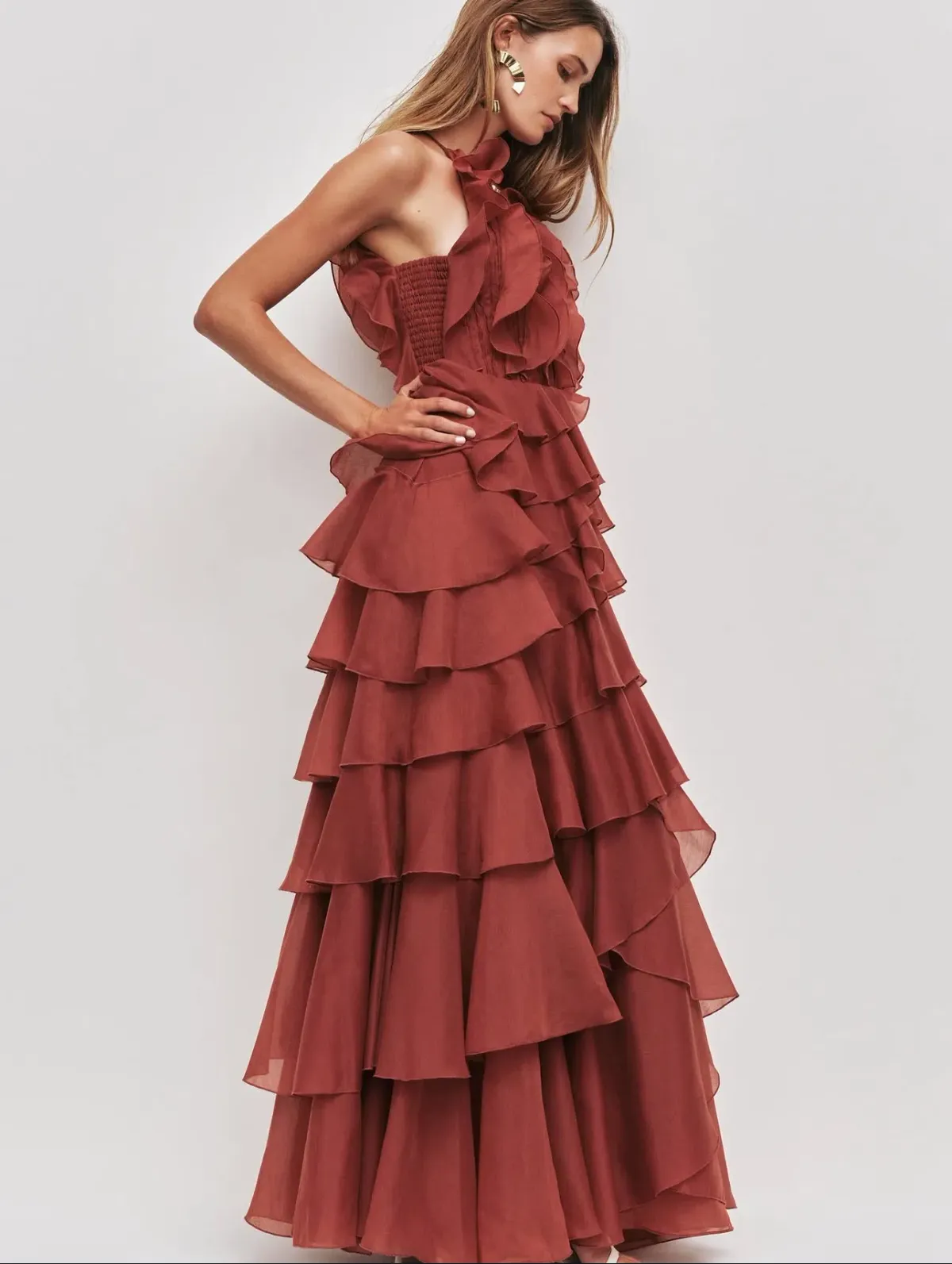 Aje Cleo Gown Size 14 Rust - Image 2