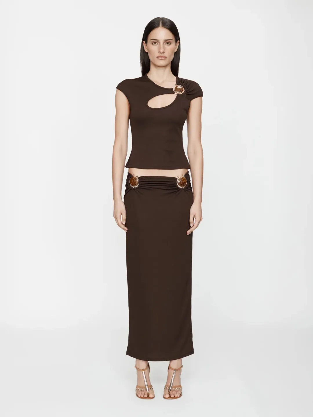 Christopher Esber Mineral Stone Ruched Skirt + Top Set for rent on The Volte - main image