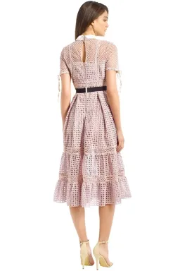 Self Portrait Cross Hatch Tiered Midi Dress for rent on The Volte - image 2