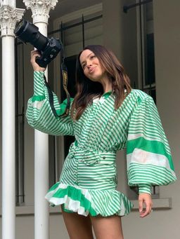 Mackenzie Mode Seeing Stars Dress Green/White Size 6 for rent on The Volte - image 3