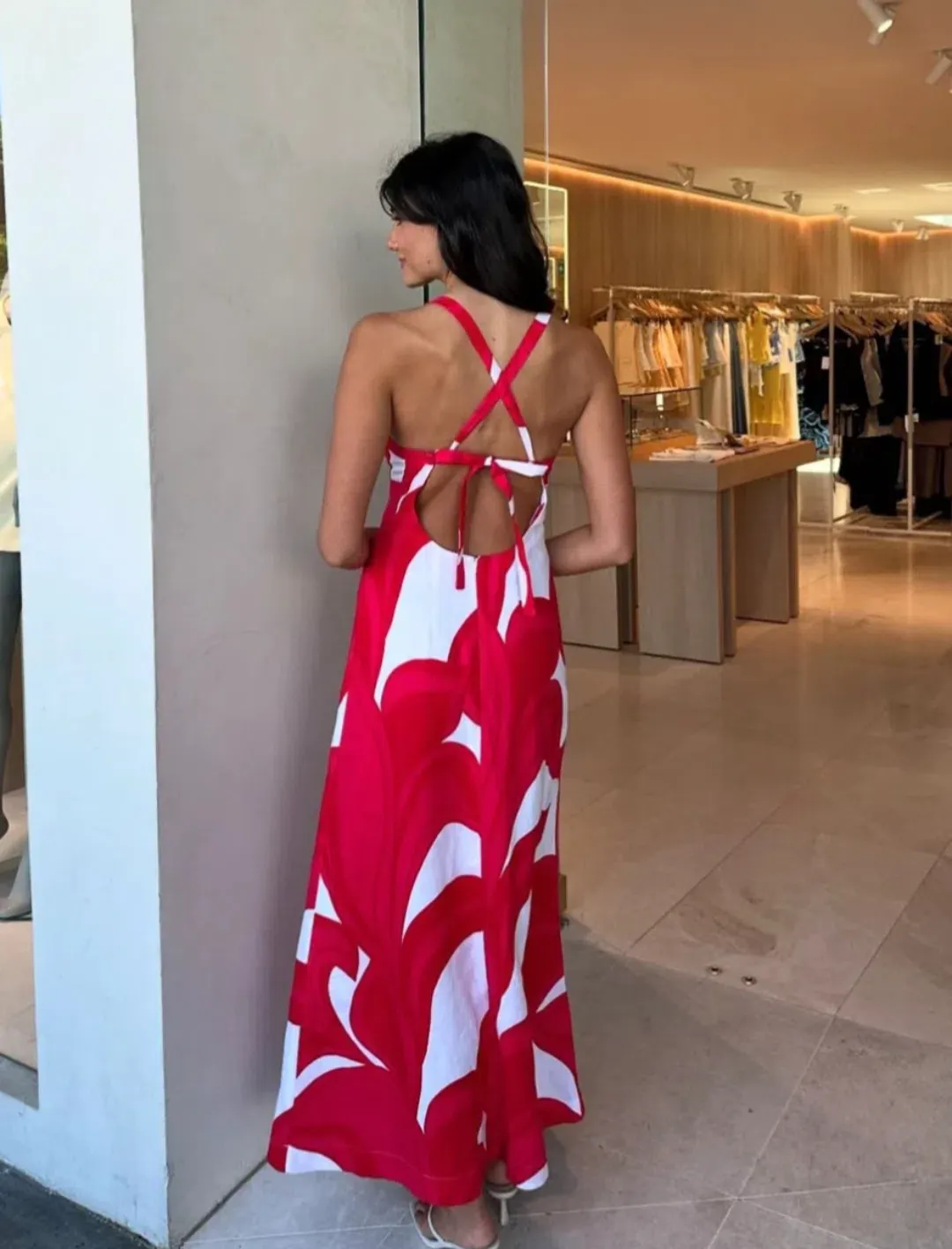 Kookai Zani Maxi Dress in Red White Floral Size 10 for rent on The Volte - main image