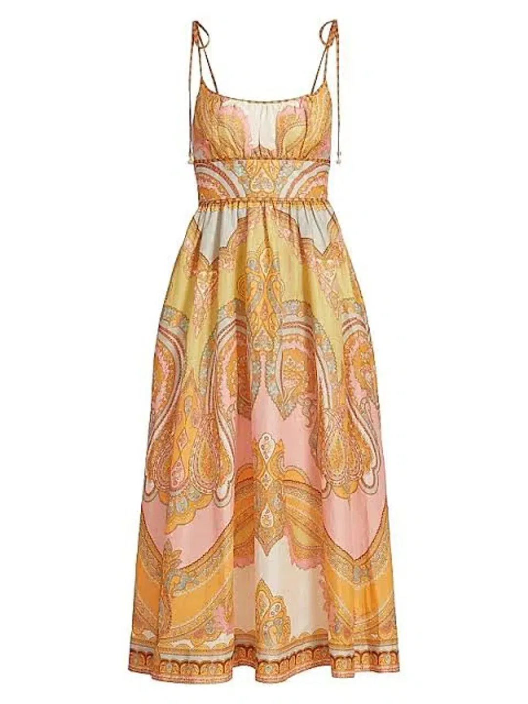 Zimmermann Maxine Picnic Midi Dress in Gold Paisley Size 10 for rent on The Volte - main image