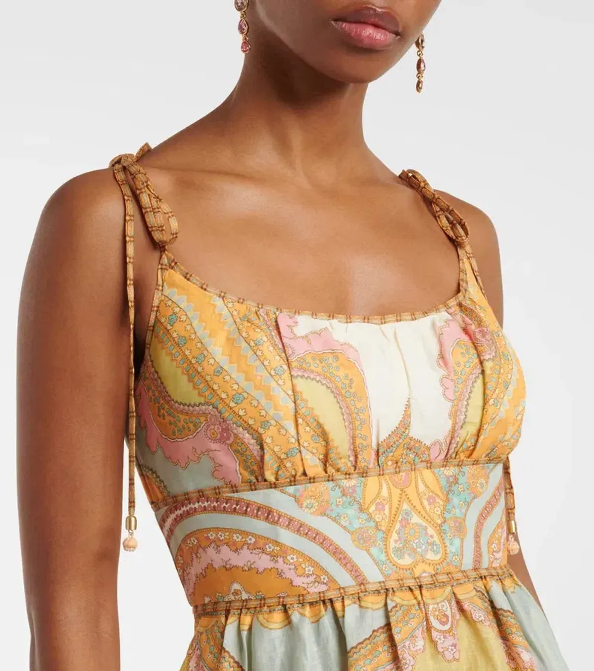 Zimmermann Maxine Picnic Midi Dress in Gold Paisley Size 10 - Image 3