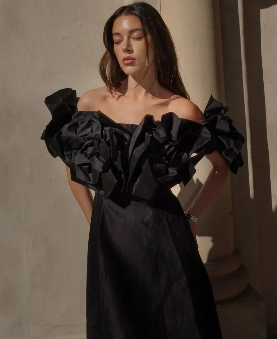 Aje Etta Midi Dress size 10 Black for rent on The Volte - main image