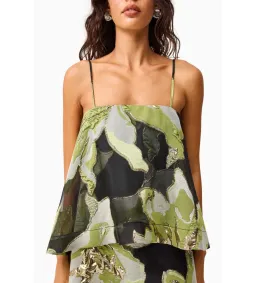 Elliatt Elysia Tiered Gown Black and Green Floral Size L AU 12 for rent on The Volte - image 5