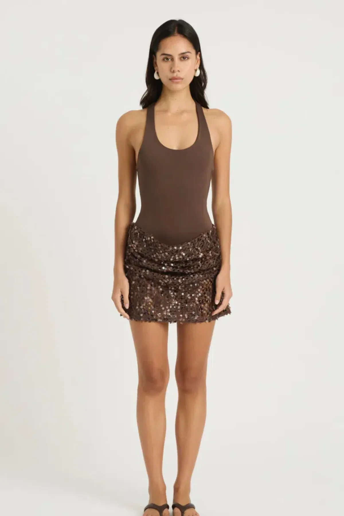 Benni Ariel Mini Dress in Cocoa Brown Size 6 - Image 3