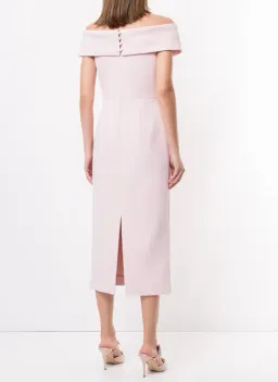 Rebecca Vallance - Amore Off Shoulder Midi Dress Light Pink - 10 for rent on The Volte - image 2