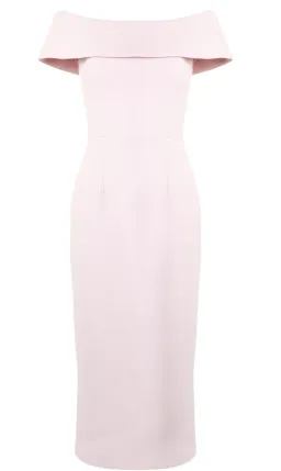 Rebecca Vallance - Amore Off Shoulder Midi Dress Light Pink - 10 for rent on The Volte - image 5