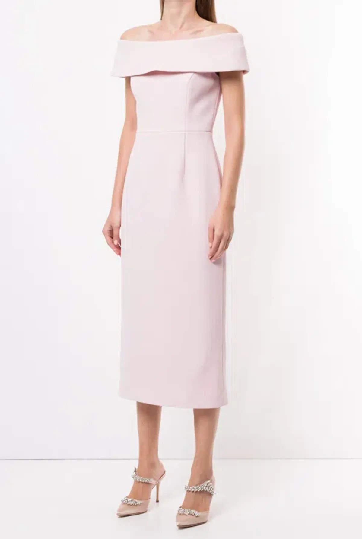 Rebecca Vallance - Amore Off Shoulder Midi Dress Light Pink - 10 - Image 3