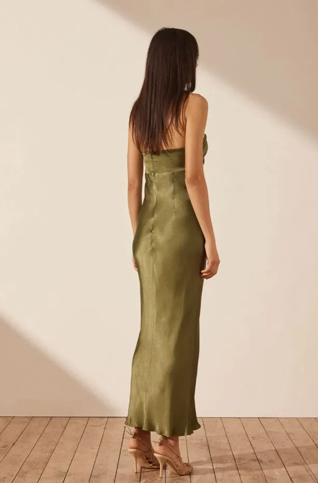Shona Joy - Arienzo Strapless Cut Out Midi Dress – Green Olive - Size 8 for rent on The Volte - main image