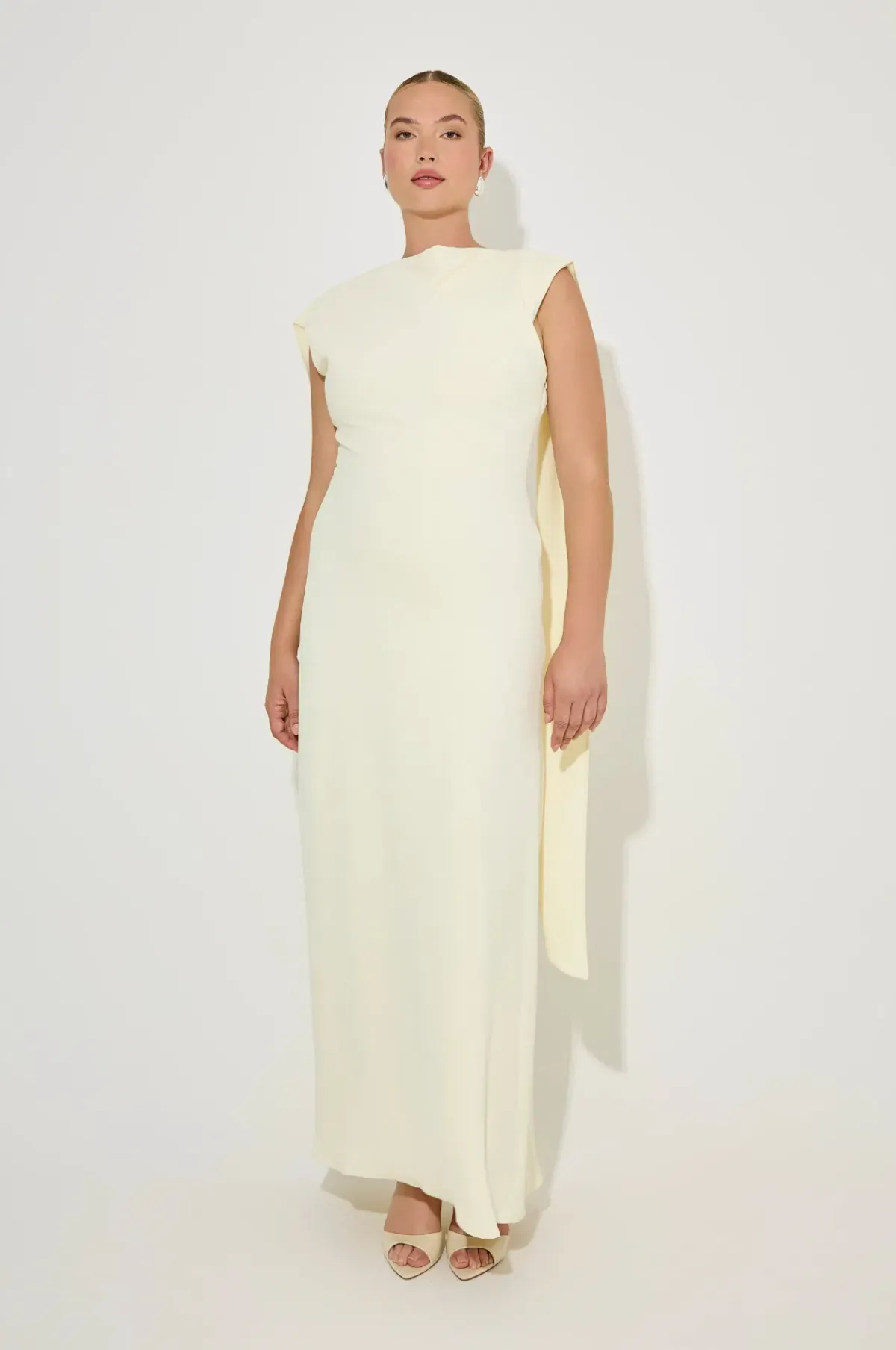 Odd Muse Drape Maxi Dress, Buttercream, Size M/AU10 - Image 2