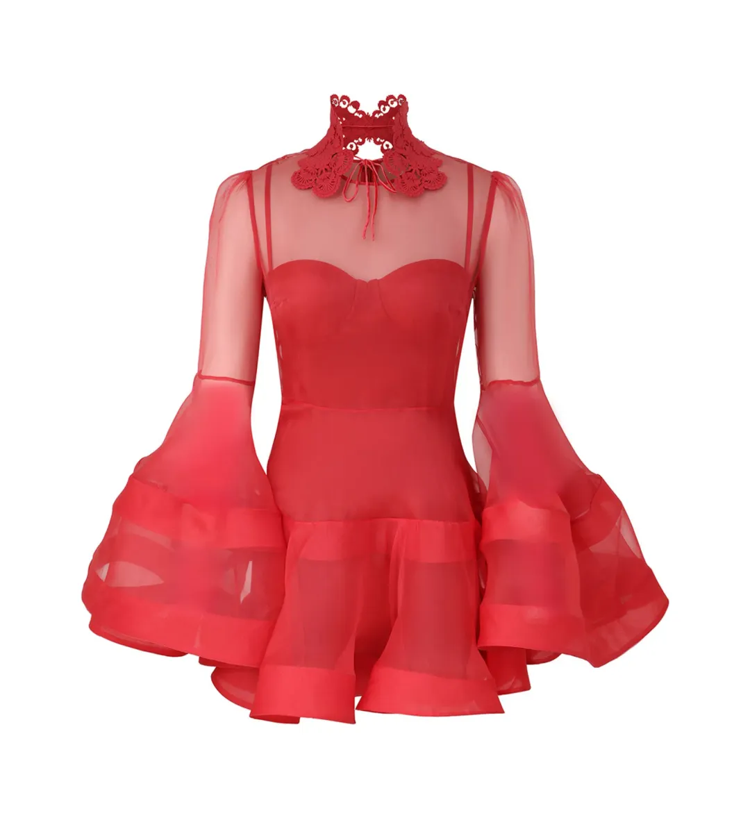 Zimmermann Rebellion Lantern Mini Dress Red Size 1 AU 10 for rent on The Volte - main image