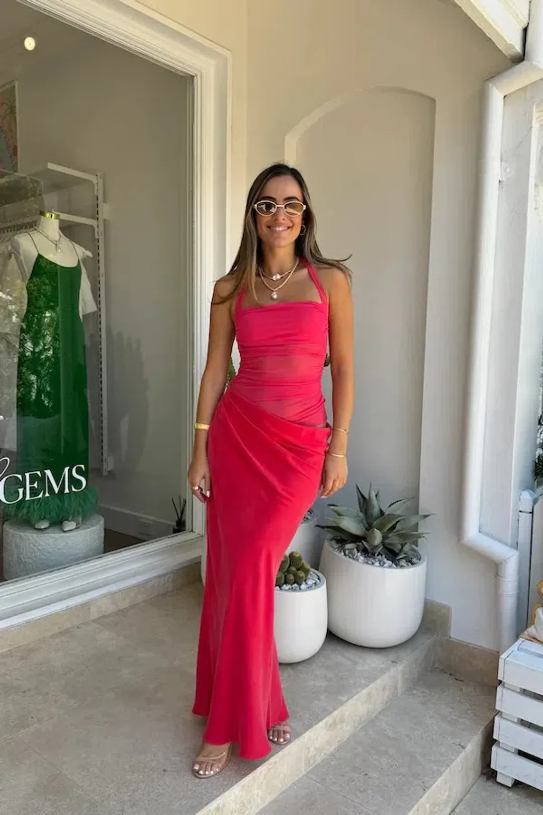 Benni Gina Maxi Dress in size 8 watermelon for rent on The Volte - main image