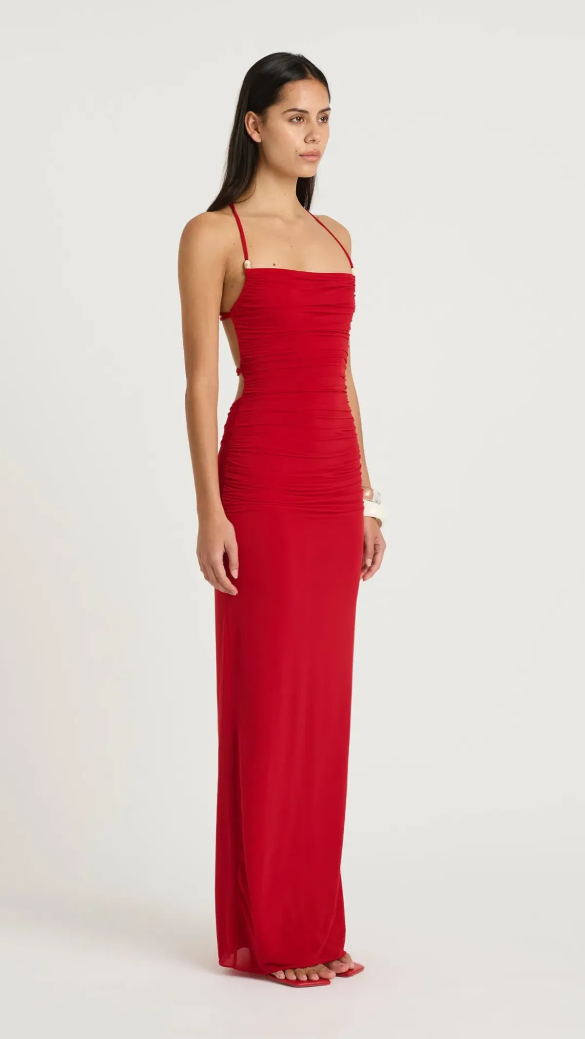 Benni Andy Beaded maxi Dress in Red Size 8 - Image 3