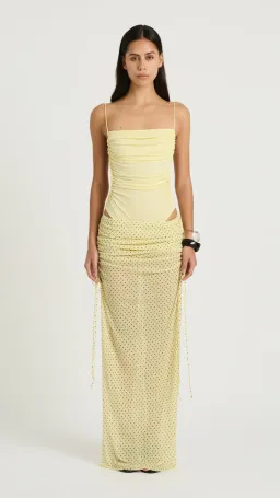 Benni Tanner Bodysuit & Ayla Maxi Skirt in Butter & Butter Micro Polka Size 6 for rent on The Volte - image 1